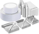 Bestluck 350PCS Silver Plastic Dinnerware Set For Guests, Disposable Plates New. Price: $47.29.