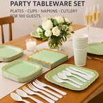 Tioncy 350PIC Sage Green Party Tableware Set Plates Cups Napkins Cutlery Wedding New. Price: $25.00.
