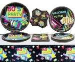 80S Party Supplies 61 Pcs Plates Napkins Tablecloth Set For Back To The New. Price: $15.81.