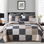 Y-plwomen Quilt 100% Cotton King Size Set, Brown Khaki Black White Patchwo New. Price: $139.95.