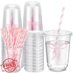 Lemonroad Pink Bow Cups 50 Sets 16OZ Lids Straws New. Price: $44.99.