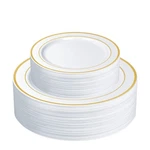 Setup 60-PIECE Gold Trim Plastic Dinnerware Count, Round Plates New. Price: $50.99.