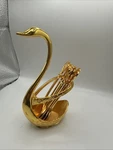 Alpine Cuisine Swan Brass Spoons Holder Set Of 7 Original Box New. Price: $35.00.