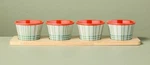 Hearth & Hand Summer Plaid 4 Melamine Mini Bowl Bamboo Wood Tray Serving Set New. Price: $17.50.