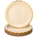50 Pcs White Gold Scalloped Paper Plates With Foil 9 Inches Disposable New. Price: $23.47.