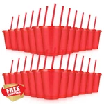 Leifeosh 16OZ Plastic Tumblers W/ Lids And Straws, Reusable Party Cups, Red Bulk New. Price: $41.99.
