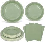 Sage Green Disposable Tableware Set 48PC Plates 7IN/9IN + 2-PLY Napkins New. Price: $27.99.
