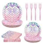 120 Pieces Mermaid Scale Birthday Party Tableware Set - Includes Plates, Napk... New. Price: $31.67.