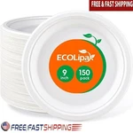 150 Pack Compostable Paper Plates Heavy Duty Eco-friendly Disposable Tableware New. Price: $29.39.