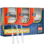 360 Count Plastic Silverware Set, 120 Clear Forks, Spoons, Knives, He... New. Price: $30.22.