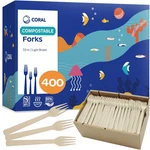 Coral Light Brown 100% Compostable Forks - 400 Heavy Duty (7.0 Inch) New. Price: $56.38.