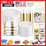 350-PIECE Gold Disposable And Cutlery Set 10.25" Dinner Plates, 7.5... New. Price: $81.59.