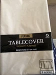 Amscan Ivory Round Plastic Tablecover 84" D2/25 New. Price: $5.66.