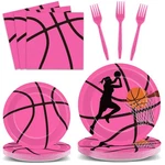 Gisgfim 96 Pcs Pink Basketball Party Supplies Paper Plates Napkins Forks New. Price: $43.66.
