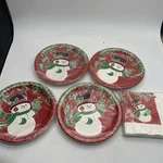 New Vtg Hallmark "happy The Snowman 7 Dessert Paper Plates And Napkins. Price: $23.79.