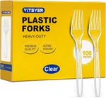 100 Count Clear Plastic Heavy Duty, Premium Disposable Forks, Durable New. Price: $17.95.