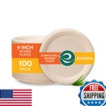 Soul Compostable 9" 100-PACK Biodegradable Disposable Plates Eco-friendly New. Price: $52.28.