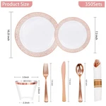 Rose Gold Disposable Dinnerware Set For 50 Guests New. Price: $81.59.