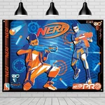 Treasures Gifted Nerf Birthday Party Decoration Backdrop, 6FT X4.2FT Used. Price: $19.99.