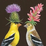 New Ppd Vicki Sawyer 40 Paper Napkins 5X5" Folded Gift Goldfinch Birds Multicolo. Price: $23.95.