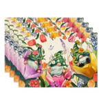 Xchi Tulips Gnomes Flowers Spring Placemats Set Of 4 12X18 Inch , Colored New. Price: $18.99.