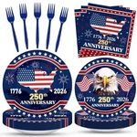 100 Pcs Party Supplies - Serves 25, Red White Blue Disposable 250TH Anniversary New. Price: $28.47.
