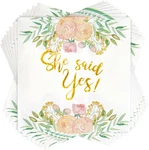 Engagement Napkins For Party 50-PACK, X In, 3-PLY, Gold Foil She Said Ye New. Price: $15.99.
