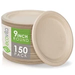 100% Compostable Paper Plates 150 Disposable Party Ecovita New. Price: $51.87.