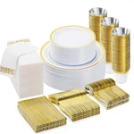 350PCS Gold Disposable Dinnerware Set (50 Guests), Plastic Plates For Party, ... New. Price: $97.08.