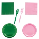 Oriental Trading Pink & Green Disposable Tableware Kit For Guests, 248 Pieces New. Price: $48.05.