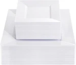 100PCS White Plastic Plates - 50 Dinner & Dessert Durable For Parties/weddi New. Price: $73.99.