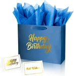 Blue Birthday Gift Bag With Tissue Paper Solid Color Silky For Women Boutiqu New. Price: $12.93.