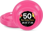 50 Pcs Hot Pink Plastic Plates For Party, 25-9" & 25-7" Disposable Cake Dessert New. Price: $19.74.