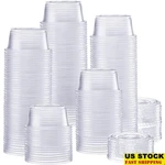 200 Pack Disposable 2OZ Clear Plastic Cups W/ Lids Condiments Jello Shots New. Price: $19.61.