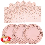 Cenlbj Pink Rose Gold 100 Pcs Dessert Plates Napkins New. Price: $34.99.