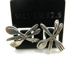 Vtg Cutlery Knife Fork 925 Silver Stud Earrings Fun Food Dine Wedding Gift. Price: $22.50.