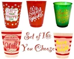 Plastic Restaurant Style Stackable Water Tumblers Christmas Holiday Set 16 Cups New. Price: $22.89.