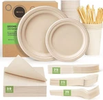 Gezond Compostable Paper Plates Set 250PCS Disposable Sugarcane Utensi... New. Price: $46.32.