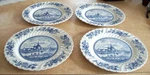 Vintage Johnson Bros Tulip Time Dinner Plates, Blue & White Ironstone, 9 3/4" Used. Price: $36.00.