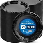200 Black Plastic Set - 7 Inch Disposable Dessert/salad Plates, Bulk P... New. Price: $24.11.