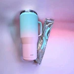Zukro Stainless Steel Insulated Tumbler Blue Pink With Handle Straw New. Price: $10.00.