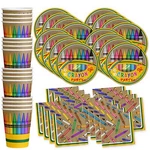 Crayon Birthday Party Supplies Set Plates Napkins Cups Tableware Kit For 16 New. Price: $27.35.
