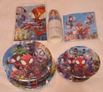 Spiderman Party Supplies Cups Plates Tablecloth Napkins New. Price: $14.99.