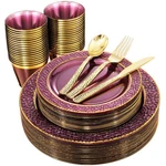 Nervure 150PCS Clear Purple Plastic Plates - Gold Party And Go... New. Price: $44.63.