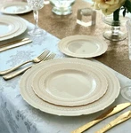 " Occasions Vintage Bulk Wedding Party Disposable Plastic Plates & Silverware New. Price: $120.00.