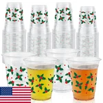 Aburrori 50X 12OZ Christmas Plastic Cups Holly Print Clear Party Favors New. Price: $26.98.