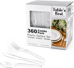 Clear Disposable Cutlery Set - 360 Pieces: 180 Forks, 120 Spoons, Knives New. Price: $31.42.