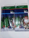 Lot Of 2 Christmas House 54 X 108 Santa Plastic Table Cover, New - Blue. Price: $16.52.