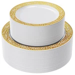 Gold Plastic Plates Set Of 102, Disposable With Lace 51 Dinner Pl... New. Price: $55.85.