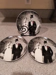 (3) Fun Bones Halloween Skeleton Bride & Groom Wedding Couple Dinner Plates 7.5" New. Price: $11.90.